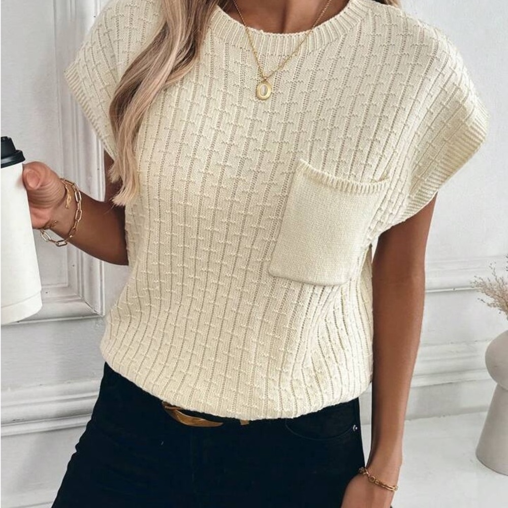 Cream Knit Women's Top